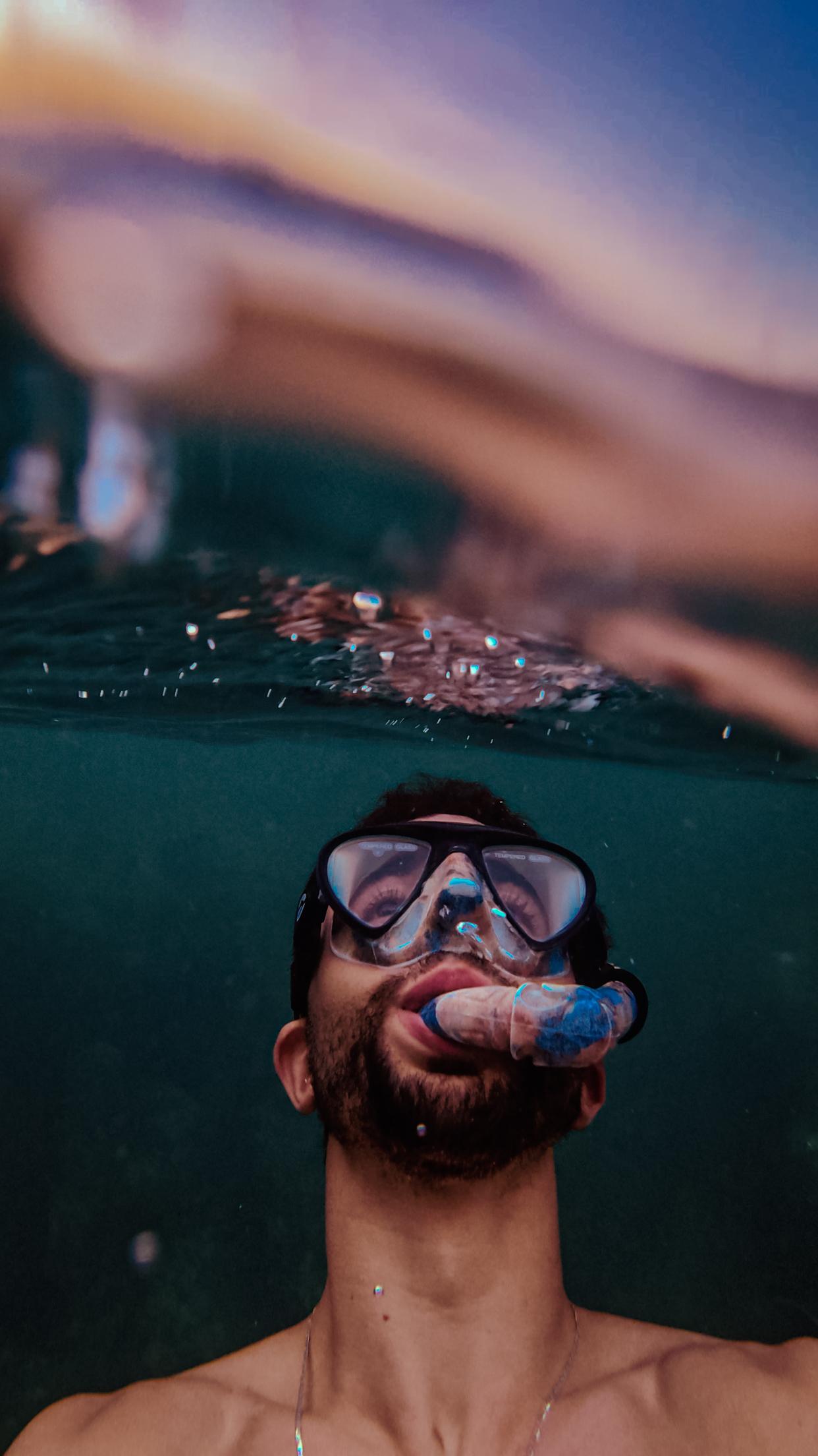 Underwater spearfishing atmosphere